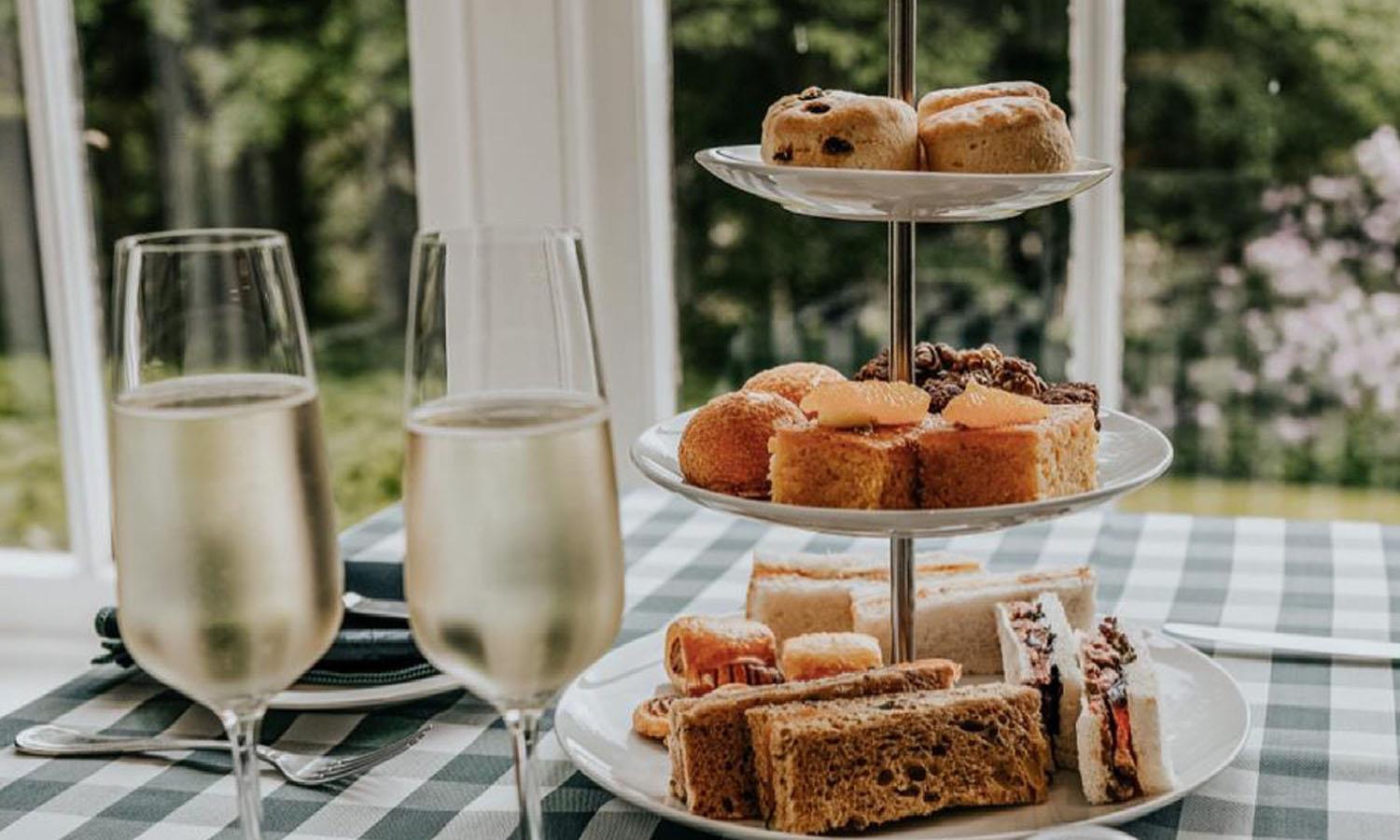 Afternoon tea with prosecco at Forss House hotel