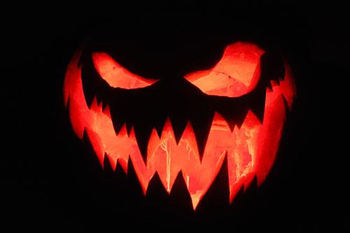 Scary lit up halloween pumpkin