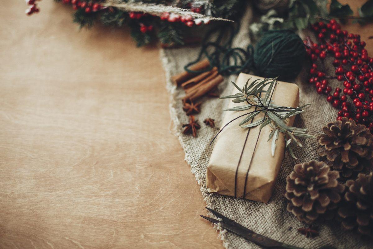 christmas presents wrapped with ribbon