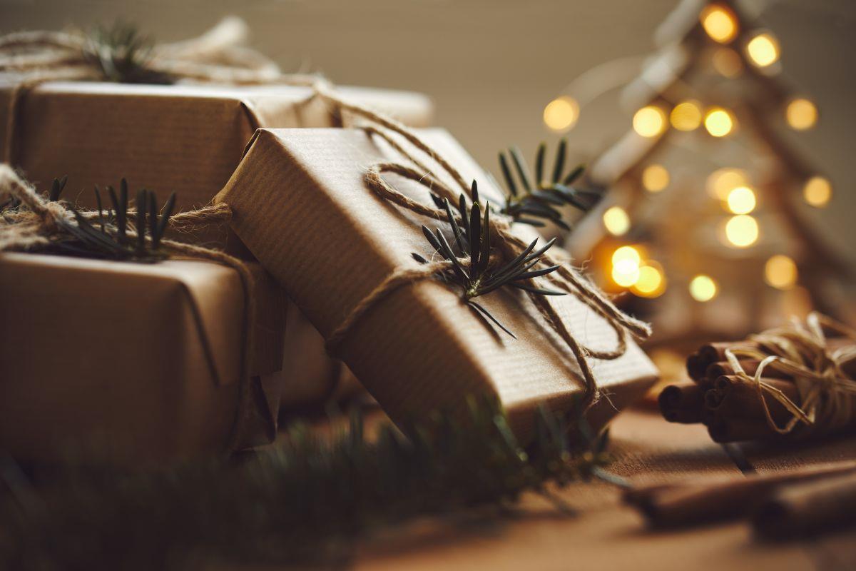 Christmas parcel tied up with string